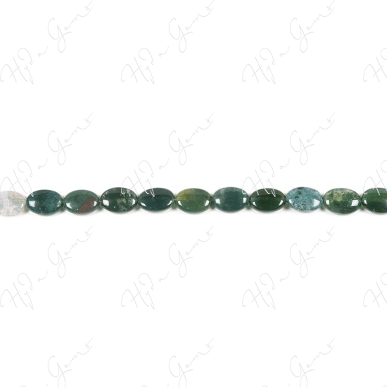 Moss Agate Flat Oval Beads