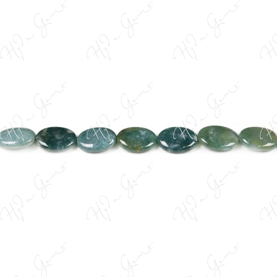 Moss Agate Flat Oval Beads