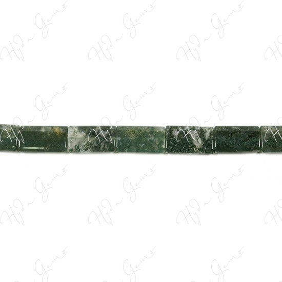 Moss Agate Oval Tube Beads