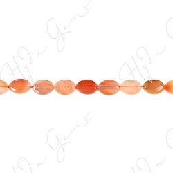 Natural Red Agate Faceted Flat Oval Beads