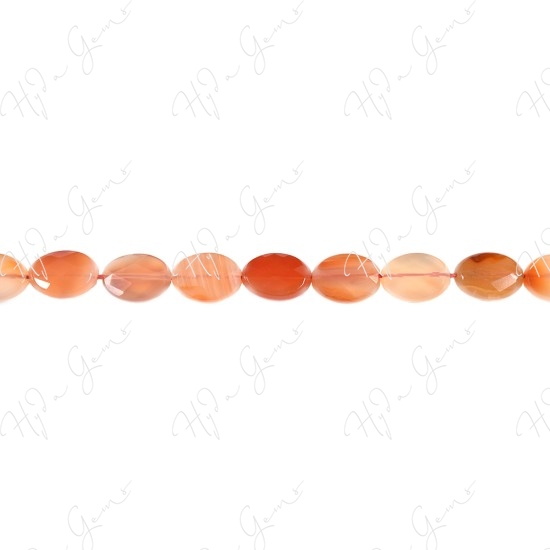 Natural Red Agate Faceted Flat Oval Beads