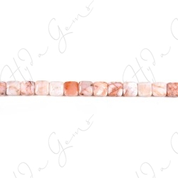 Red Bamboo Agate Flat Square Beads