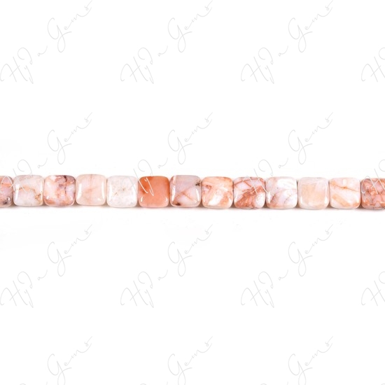 Red Bamboo Agate Flat Square Beads