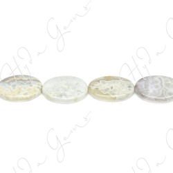 White Ocean Jasper Flat Oval Beads