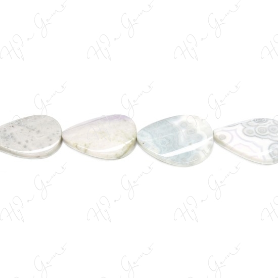 White Ocean Jasper Pear Beads