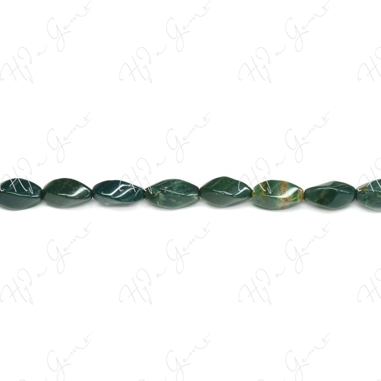 Blood Stone 4-Face Oval Beads