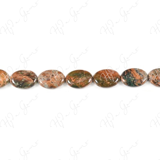 Green Opal Flat Oval Beads