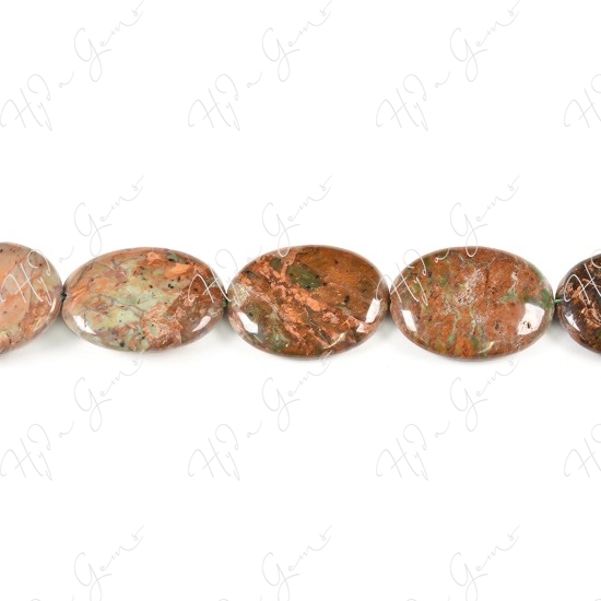 Green Opal Flat Oval Beads