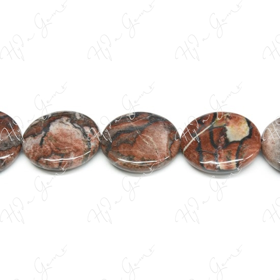 Red Picture Jasper Coin Beads