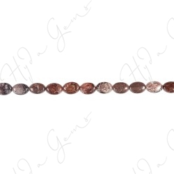 Red Picture Jasper Flat Oval Beads