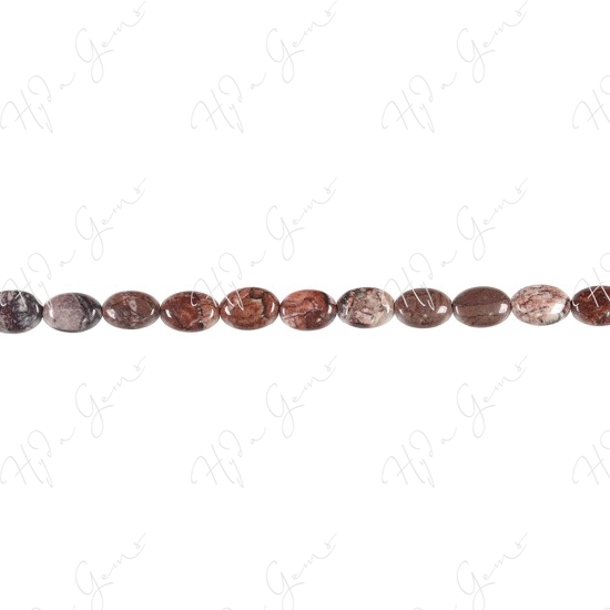 Red Picture Jasper Flat Oval Beads