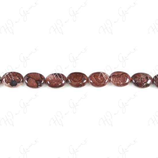 Red Picture Jasper Flat Oval Beads