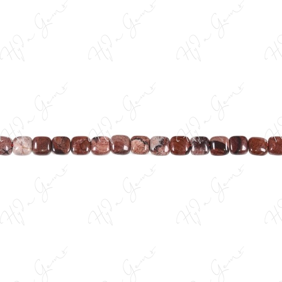 Red Picture Jasper Flat Square Beads