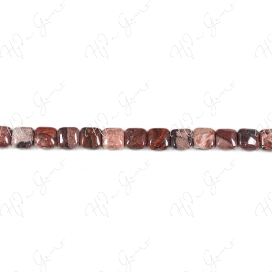 Red Picture Jasper Flat Square Beads