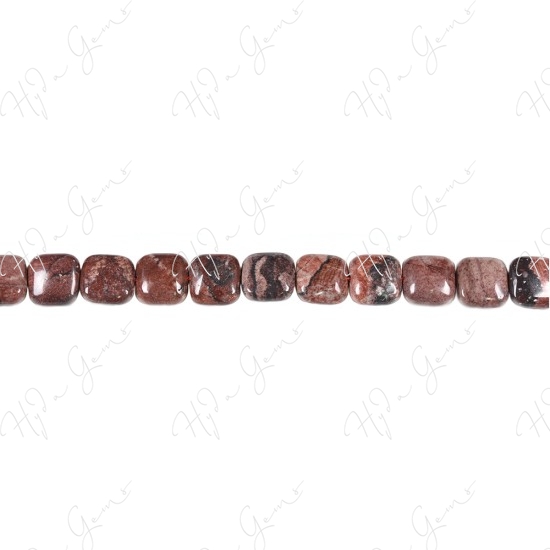 Red Picture Jasper Flat Square Beads