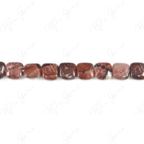 Red Picture Jasper Flat Square Beads