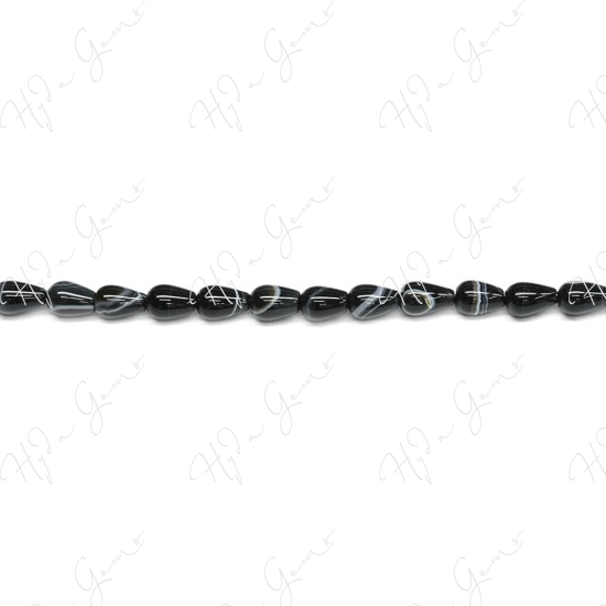 Black Striped Agate Drop Beads