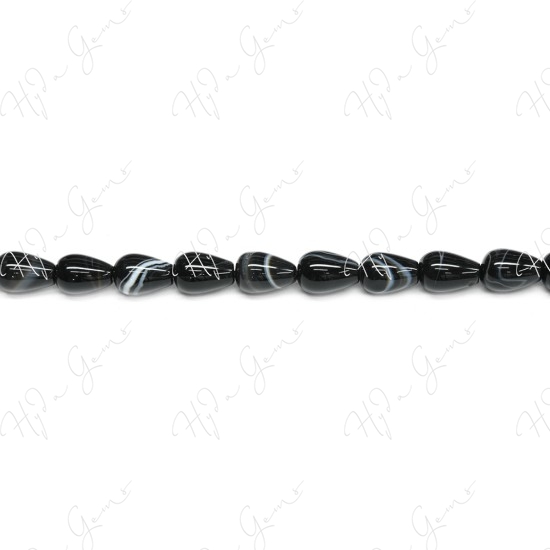 Black Striped Agate Drop Beads