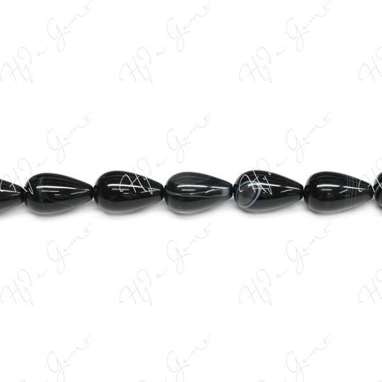 Black Striped Agate Drop Beads