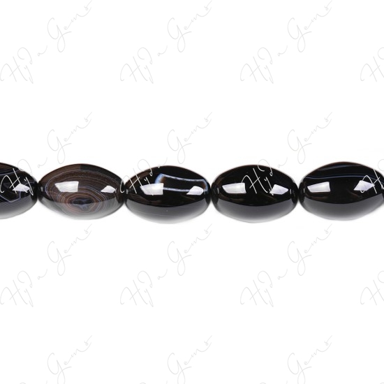 Black Striped Agate Rice Beads