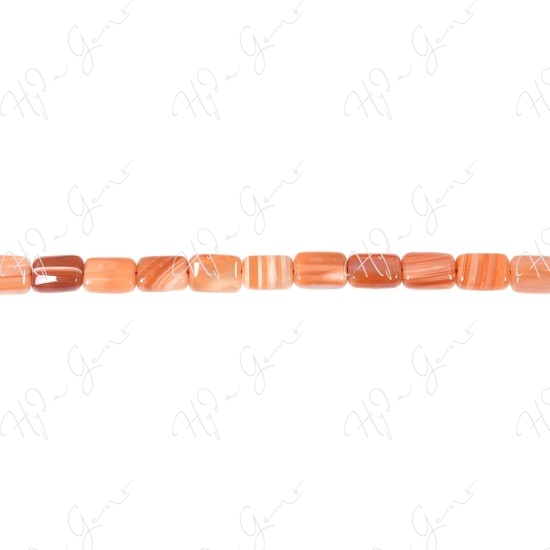 Orange Striped Agate Flat Rectangle Beads