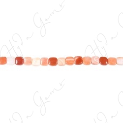 Orange Striped Agate Flat Square Beads