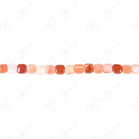 Orange Striped Agate Flat Square Beads