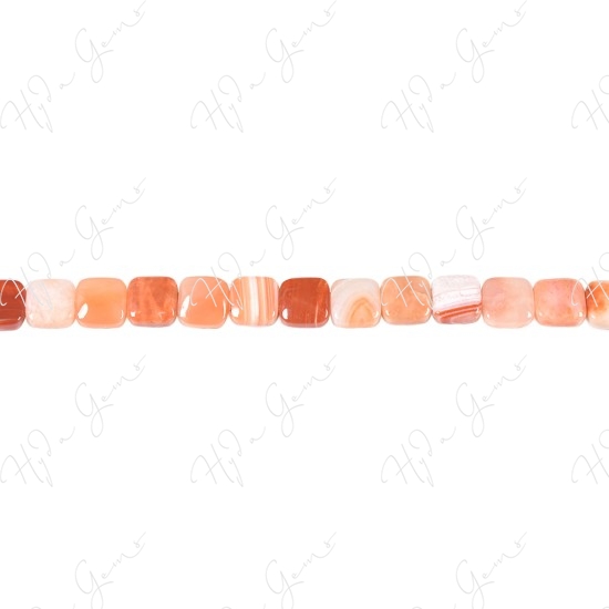 Orange Striped Agate Flat Square Beads