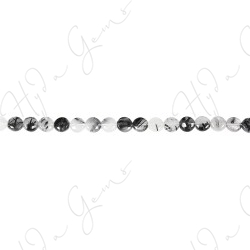 Black Rutile Quartz Coin Beads