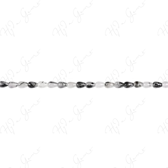 Black Rutile Quartz Drop Beads