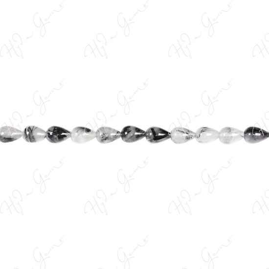 Black Rutile Quartz Drop Beads