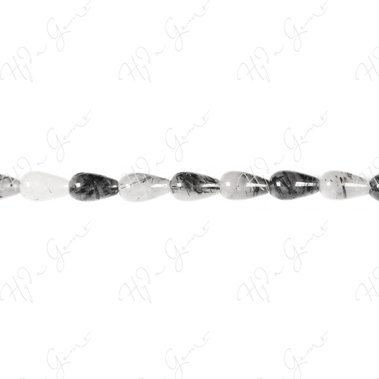 Black Rutile Quartz Drop Beads