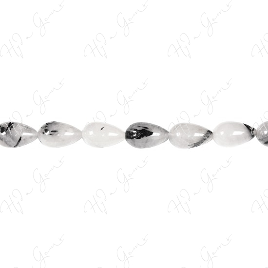 Black Rutile Quartz Drop Beads