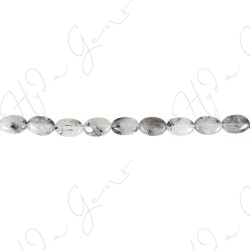 Black Rutile Quartz Flat Oval Beads