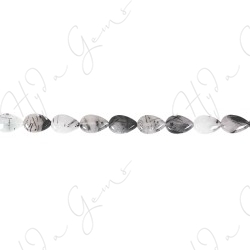 Black Rutile Quartz Pear Beads