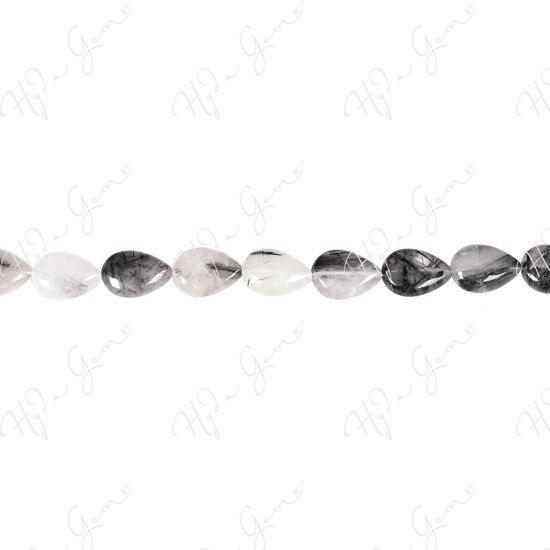 Black Rutile Quartz Pear Beads