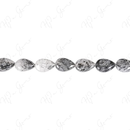 Black Rutile Quartz Pear Beads