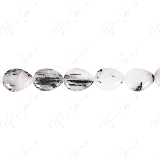 Black Rutile Quartz Pear Beads