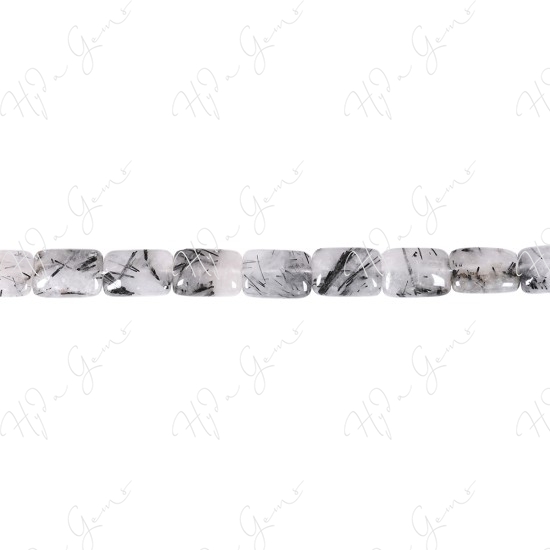 Black Rutile Quartz Flat Rectangle Beads