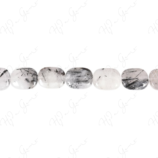 Black Rutile Quartz Flat Rectangle Beads