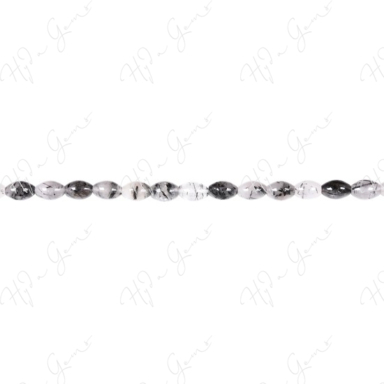 Black Rutile Quartz Rice Beads