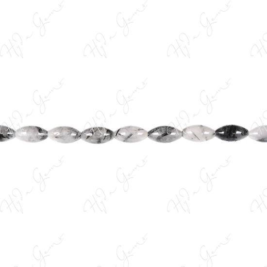 Black Rutile Quartz Rice Beads