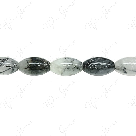 Black Rutile Quartz Rice Beads