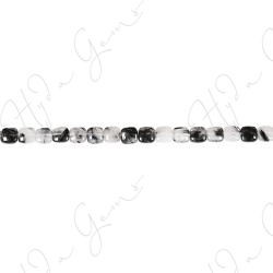 Black Rutile Quartz Flat Square Beads