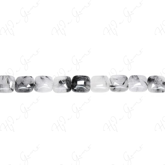 Black Rutile Quartz Flat Square Beads