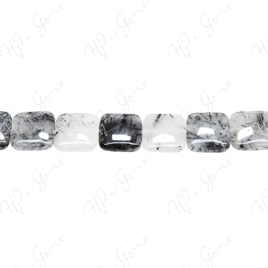 Black Rutile Quartz Flat Square Beads