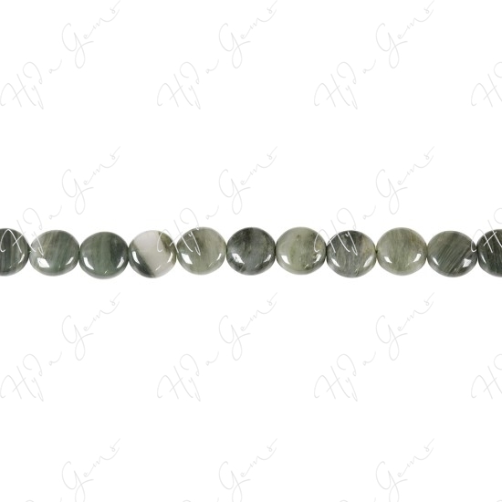 Green Rutlie Quartz Coin Beads