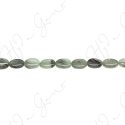 Green Rutlie Quartz Flat Oval Beads