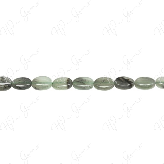 Green Rutlie Quartz Flat Oval Beads