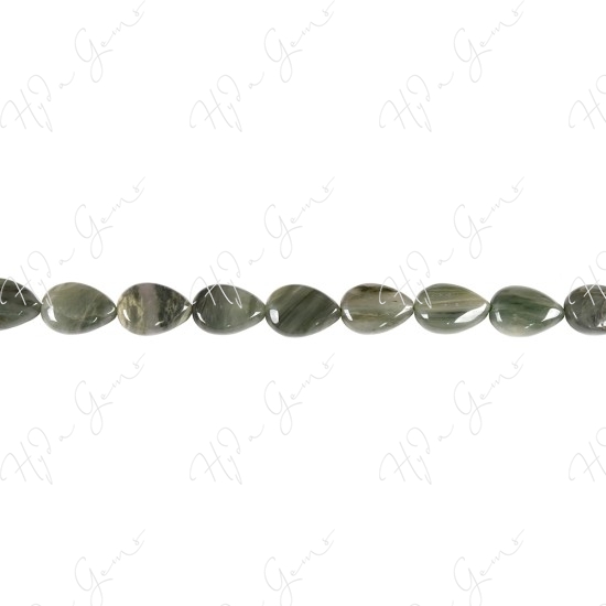 Green Rutlie Quartz Pear Beads